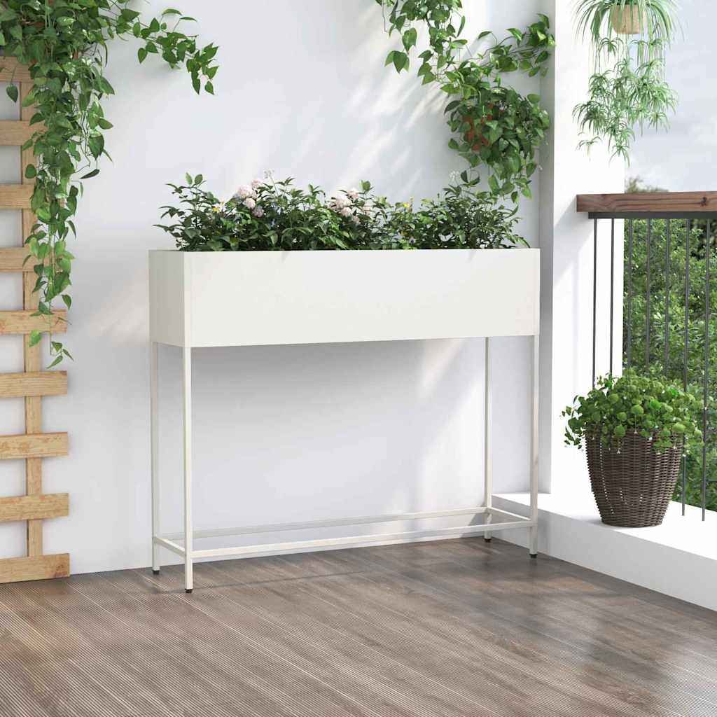 Raised Garden Planter White 100 x 26 x 82 cm Steel