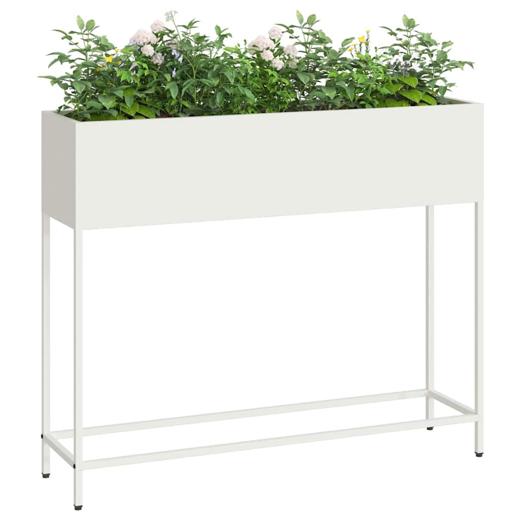 Raised Garden Planter White 100 x 26 x 82 cm Steel