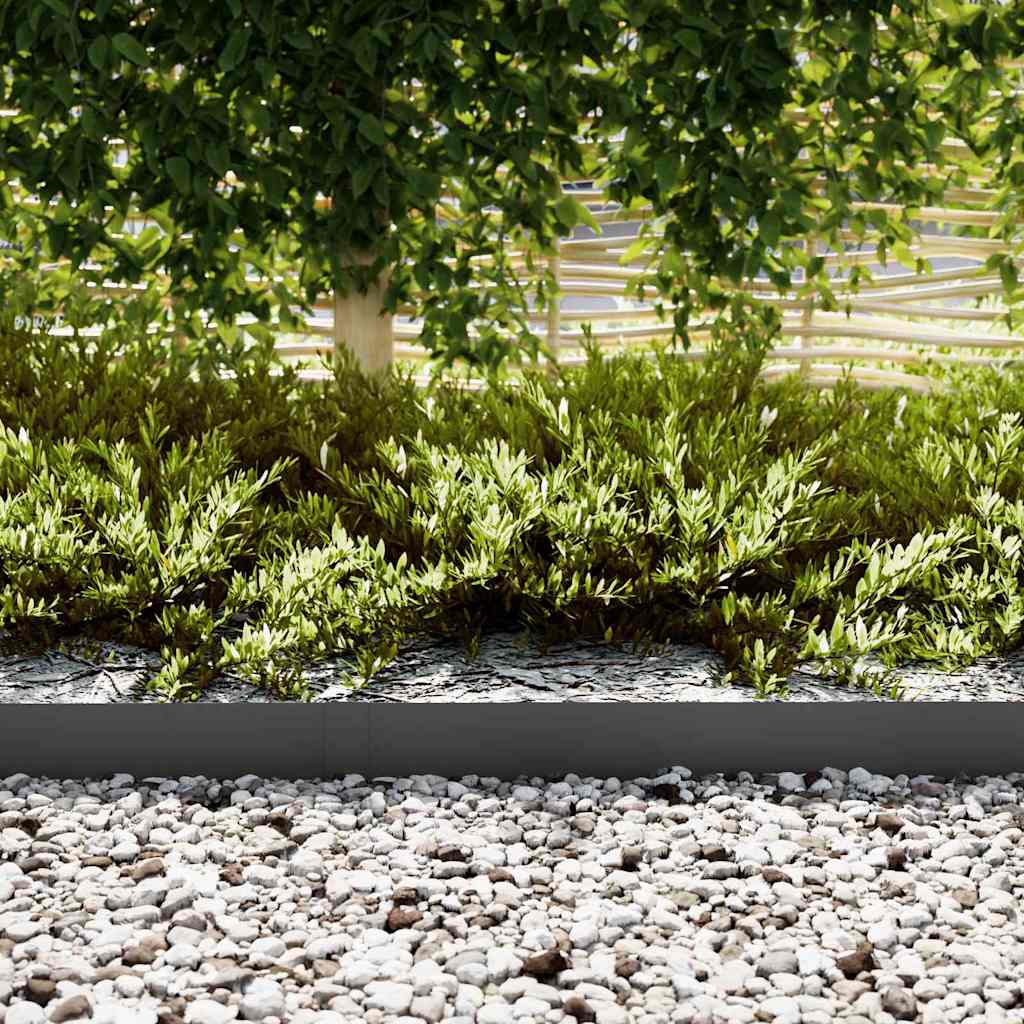 Lawn Edging 10 pcs Black 100 x 0.05 x 15 cm Cold Rolled Steel