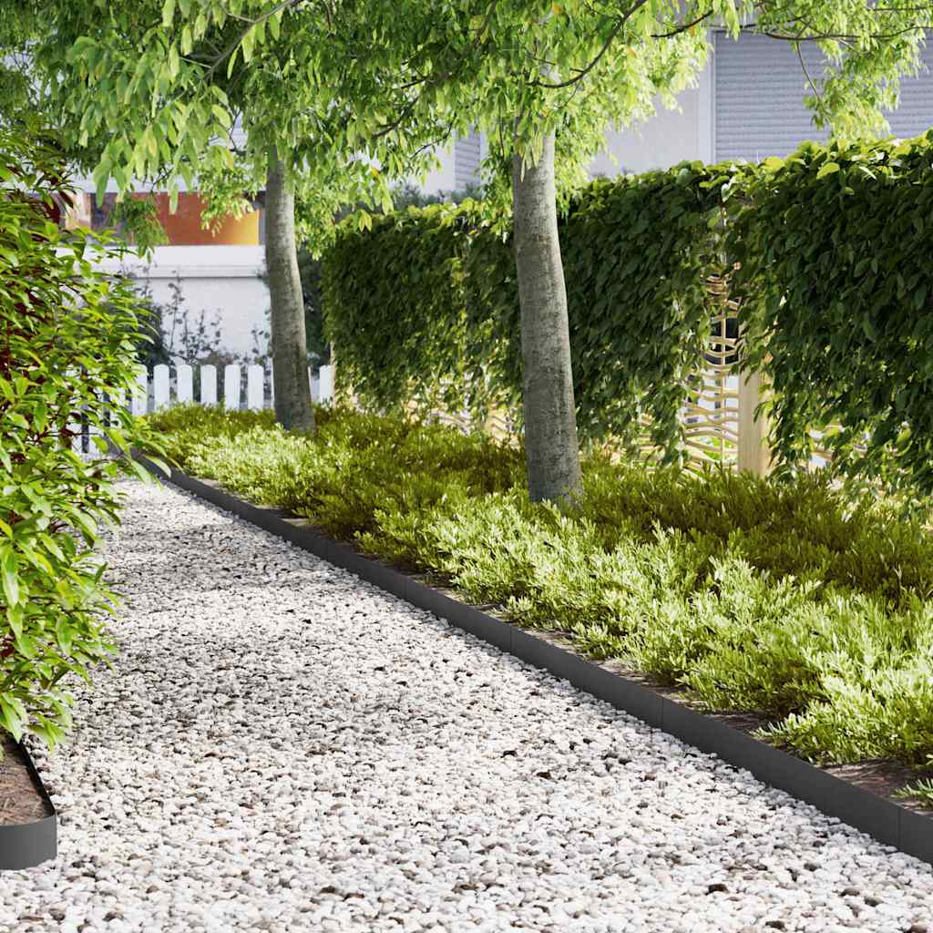 Lawn Edging 10 pcs Black 100 x 0.05 x 15 cm Cold Rolled Steel