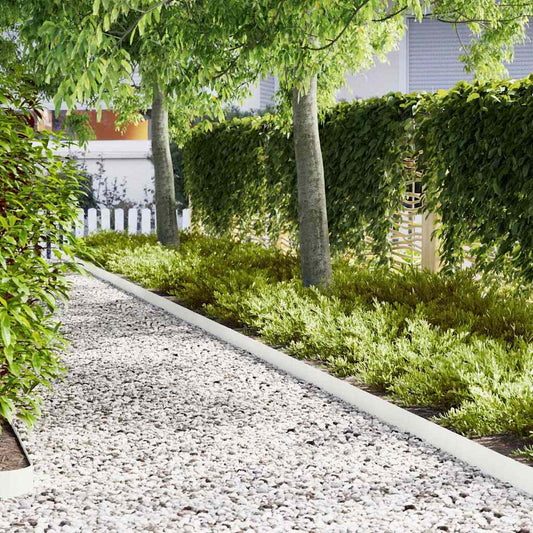 Lawn Edging 50 pcs 100 x 0.05 x 15 cm Cold Rolled Steel White