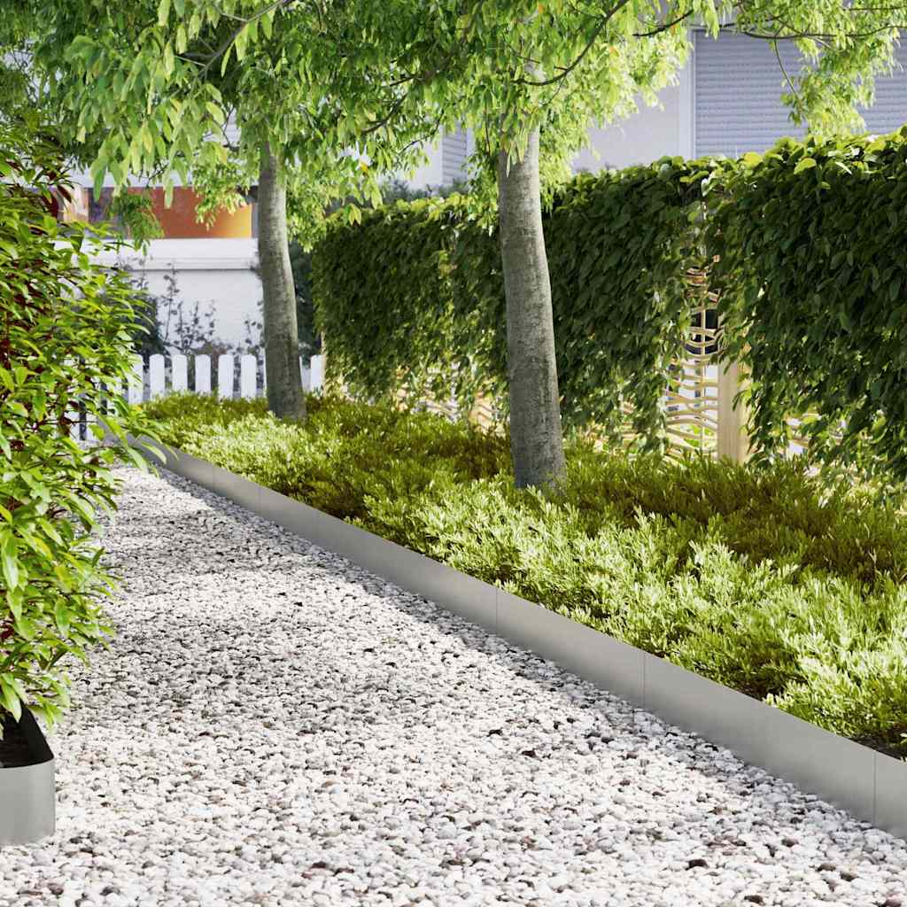 Lawn Edging 10 pcs Silver 100 x 0.05 x 20 cm Galvanised Steel