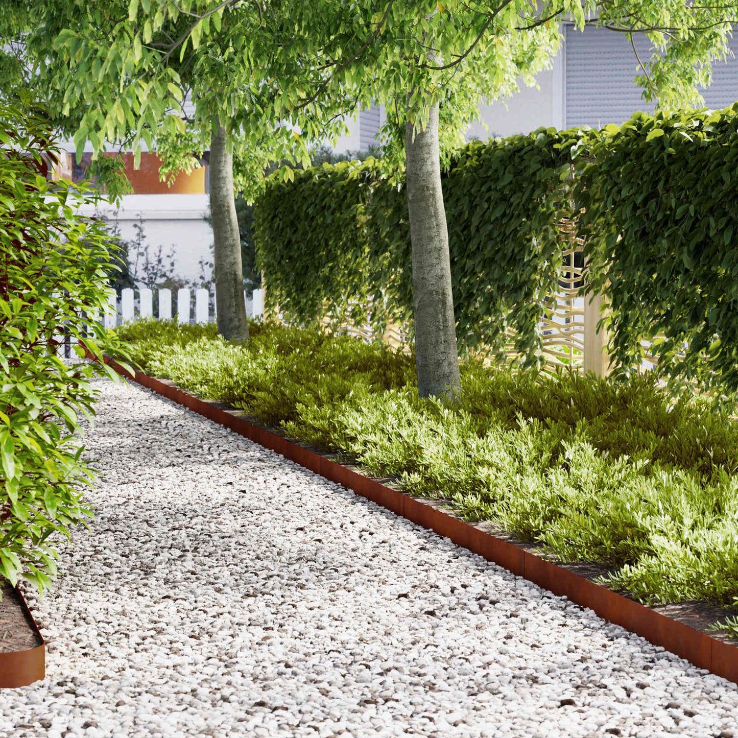 Lawn Edging 20 pcs 100 x 0.05 x 20 cm Weathering Steel Rusty