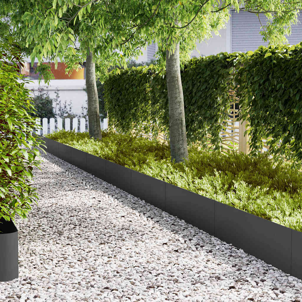 Lawn Edging 10 pcs Black 100 x 0.05 x 30 cm Cold Rolled Steel