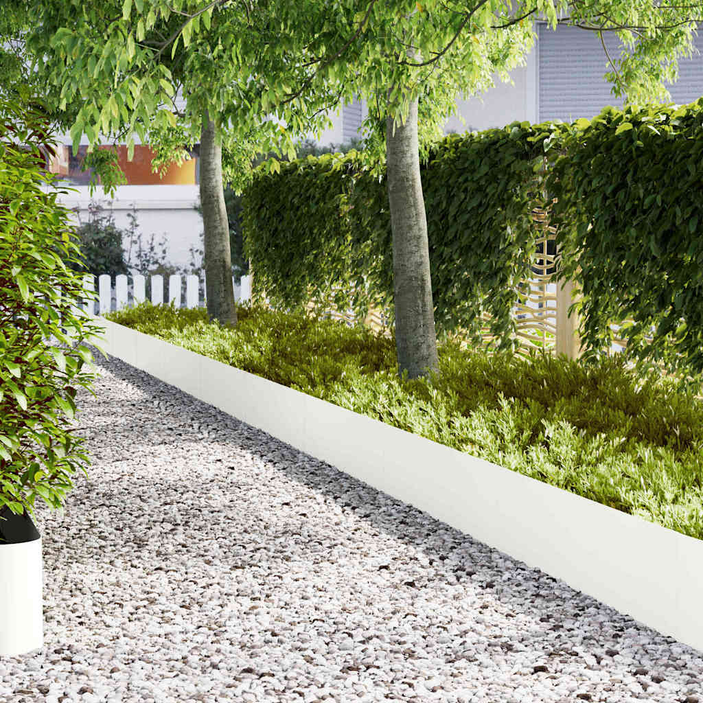 Lawn Edging 10 pcs White 100 x 0.05 x 30 cm Cold Rolled Steel