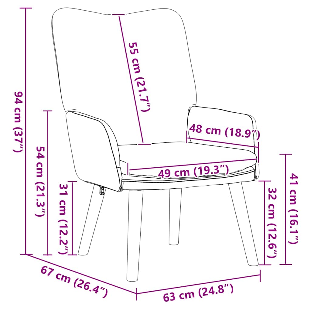 Relaxing Chair Black 63 x 67 x 94 cm Fabric