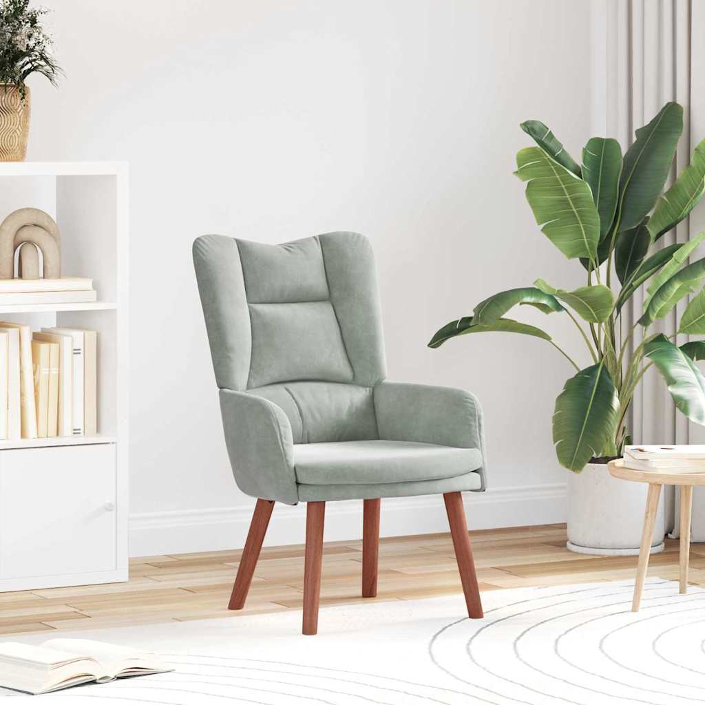 Relaxing Chair Light grey 63 x 67 x 94 cm Velvet