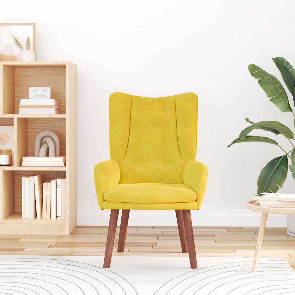 Relaxing Chair Yellow 63 x 67 x 94 cm Velvet