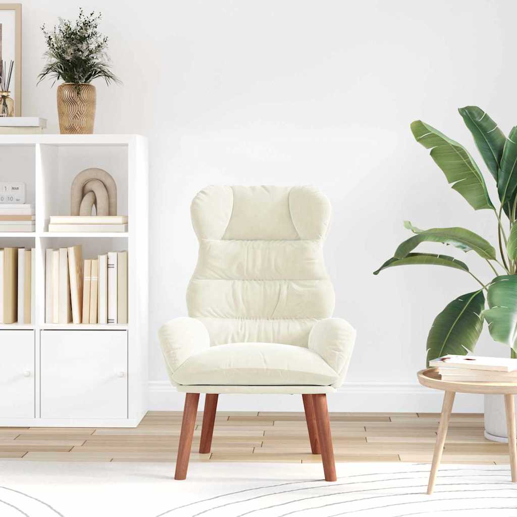 Relaxing Chair Cream 69 x 74 x 93 cm Velvet