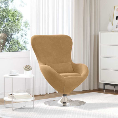 Egg Chair Light brown 63 x 73 x 90 cm Velvet