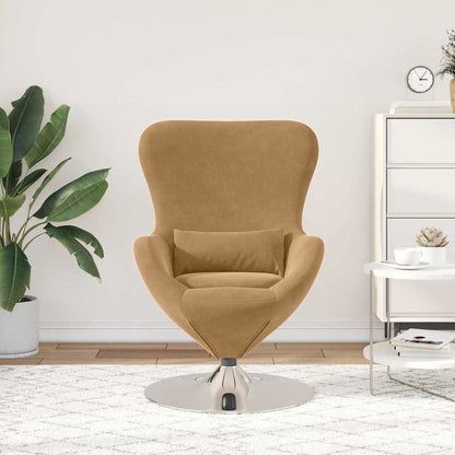 Egg Chair Light brown 63 x 73 x 90 cm Velvet