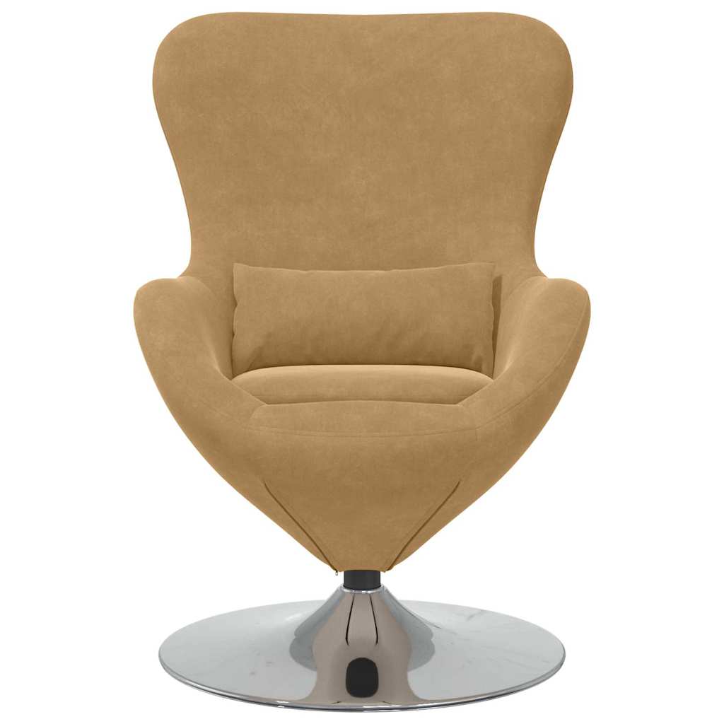 Egg Chair Light brown 63 x 73 x 90 cm Velvet
