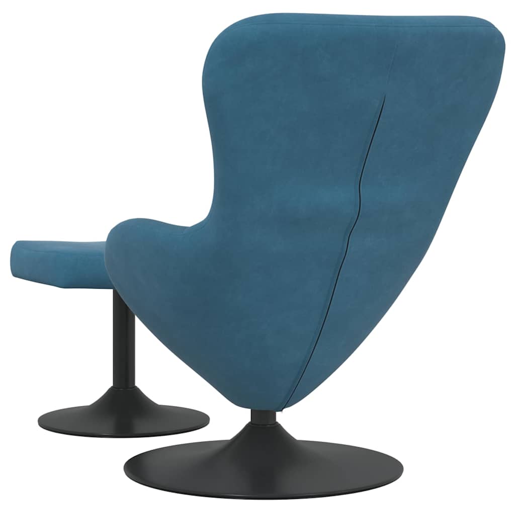 Egg Chair with Footstool Blue 63 x 73 x 90 cm Velvet