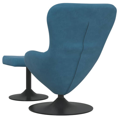 Egg Chair with Footstool Blue 63 x 73 x 90 cm Velvet