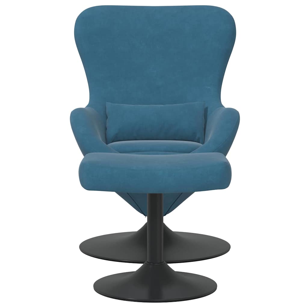 Egg Chair with Footstool Blue 63 x 73 x 90 cm Velvet
