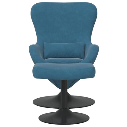 Egg Chair with Footstool Blue 63 x 73 x 90 cm Velvet