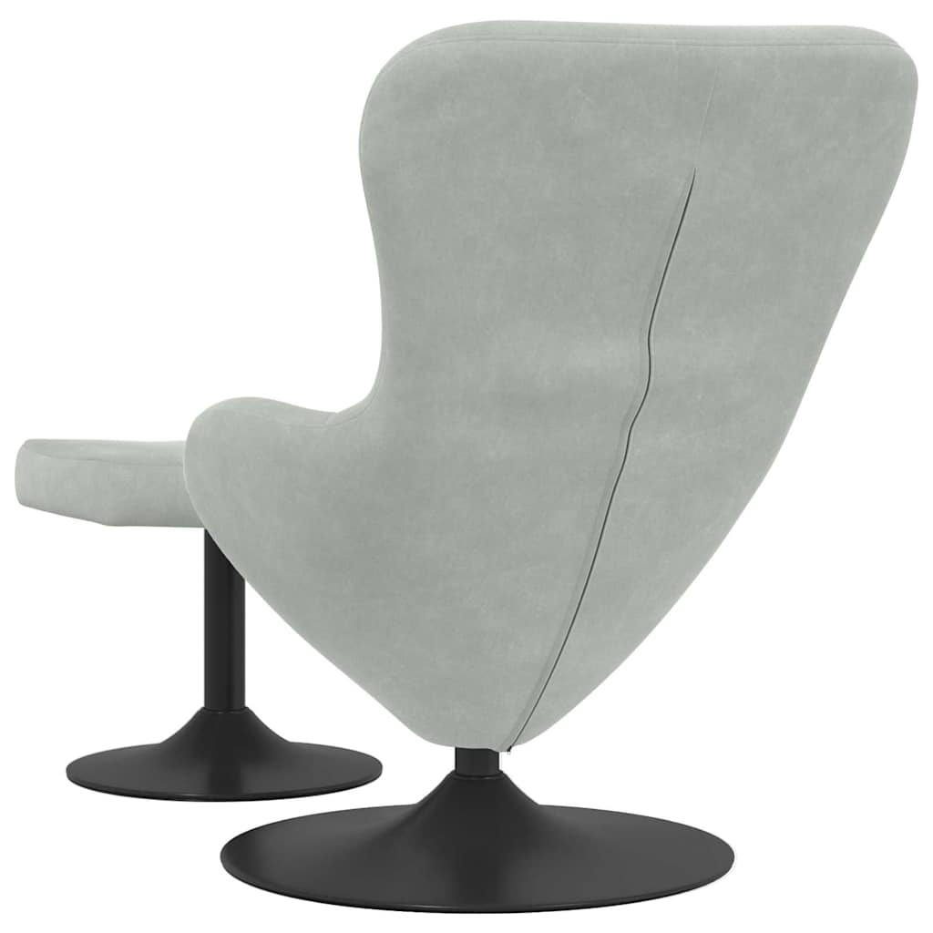 Egg Chair with Footstool Light grey 63 x 73 x 90 cm Velvet
