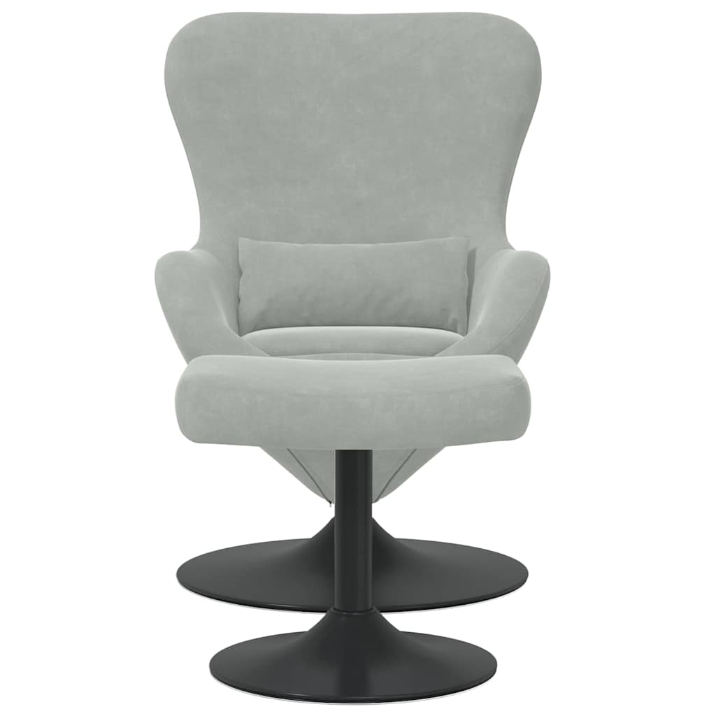 Egg Chair with Footstool Light grey 63 x 73 x 90 cm Velvet