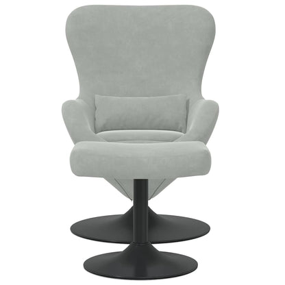 Egg Chair with Footstool Light grey 63 x 73 x 90 cm Velvet