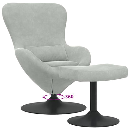 Egg Chair with Footstool Light grey 63 x 73 x 90 cm Velvet