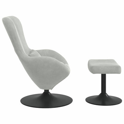 Egg Chair with Footstool Light grey 63 x 73 x 90 cm Velvet