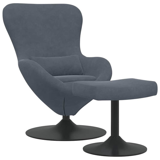 Egg Chair with Footstool Dark grey 63 x 73 x 90 cm Velvet