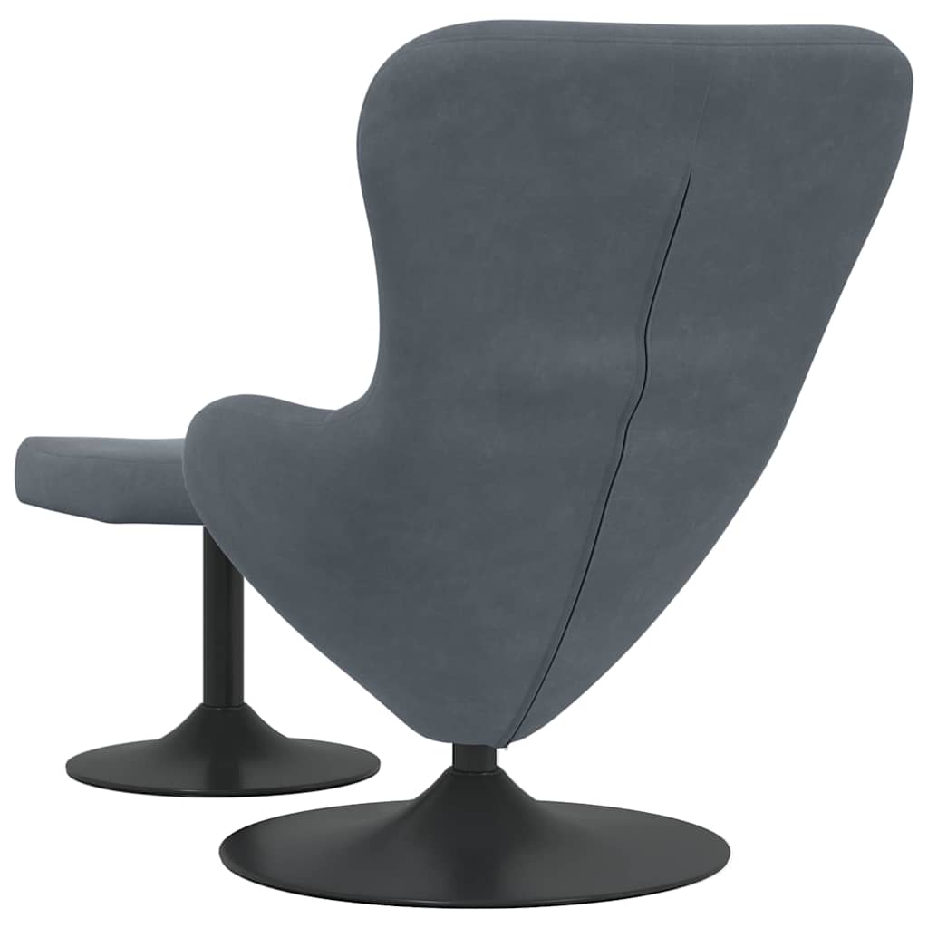 Egg Chair with Footstool Dark grey 63 x 73 x 90 cm Velvet