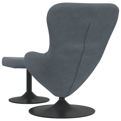 Egg Chair with Footstool Dark grey 63 x 73 x 90 cm Velvet