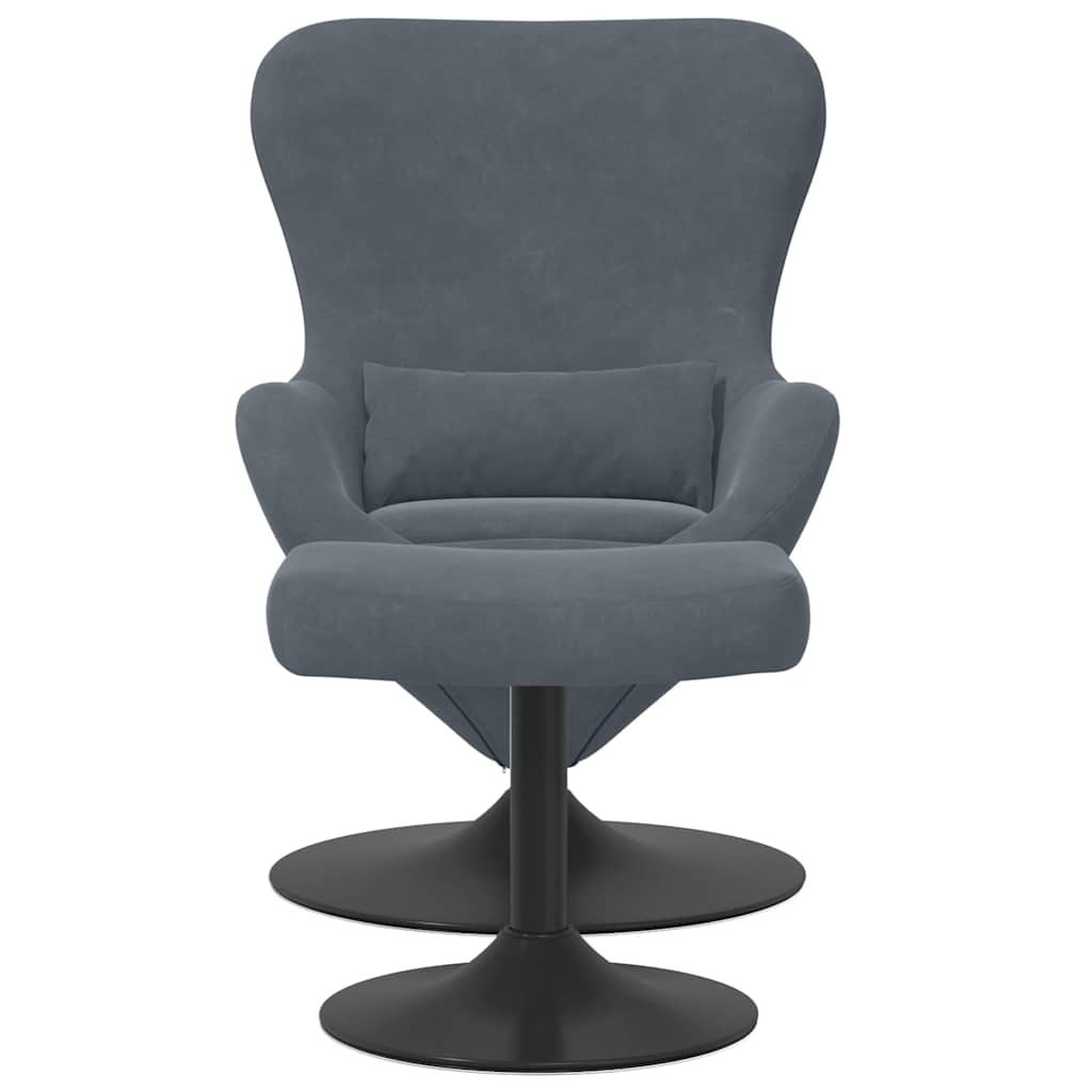Egg Chair with Footstool Dark grey 63 x 73 x 90 cm Velvet