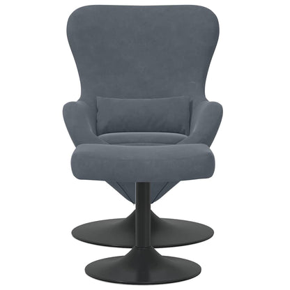 Egg Chair with Footstool Dark grey 63 x 73 x 90 cm Velvet