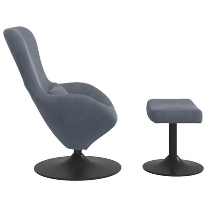 Egg Chair with Footstool Dark grey 63 x 73 x 90 cm Velvet
