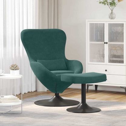 Egg Chair with Footstool Dark green 63 x 73 x 90 cm Velvet