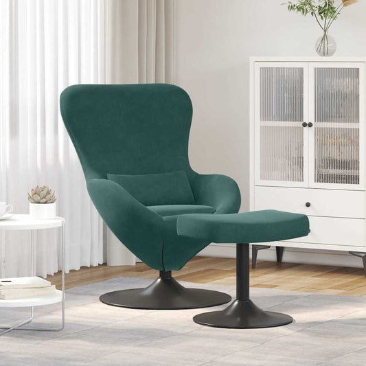 Egg Chair with Footstool Dark green 63 x 73 x 90 cm Velvet