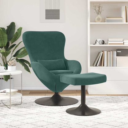 Egg Chair with Footstool Dark green 63 x 73 x 90 cm Velvet