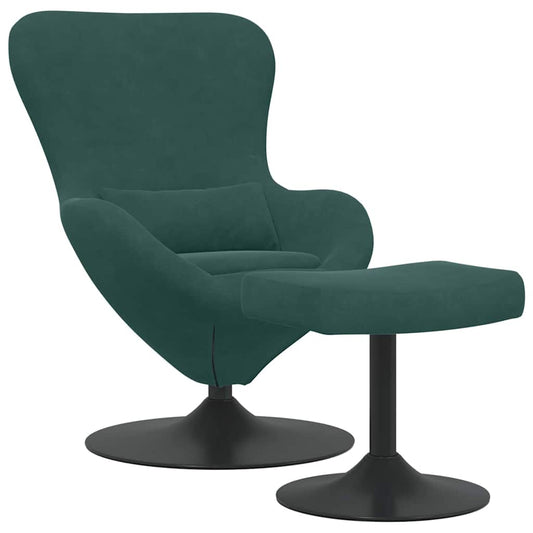 Egg Chair with Footstool Dark green 63 x 73 x 90 cm Velvet