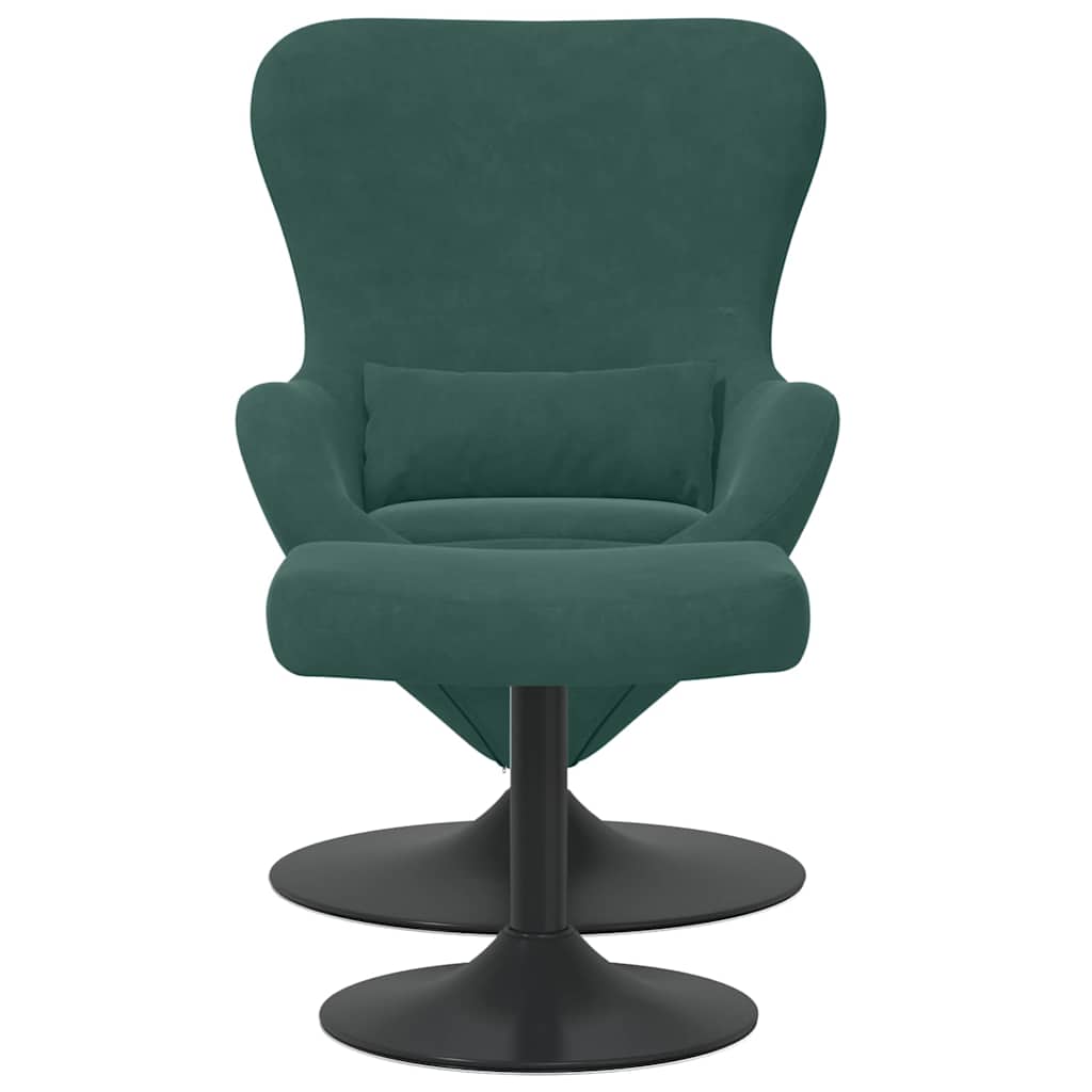 Egg Chair with Footstool Dark green 63 x 73 x 90 cm Velvet