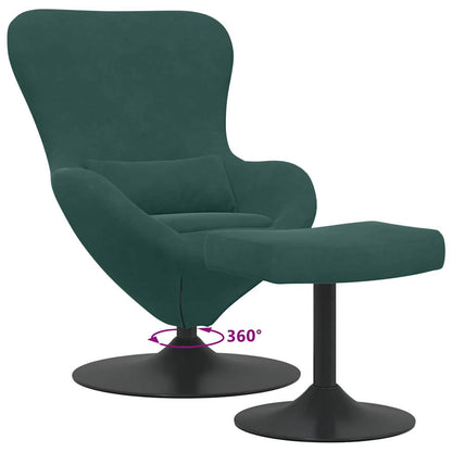 Egg Chair with Footstool Dark green 63 x 73 x 90 cm Velvet