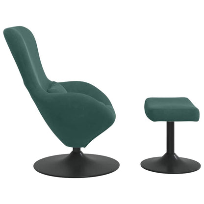 Egg Chair with Footstool Dark green 63 x 73 x 90 cm Velvet