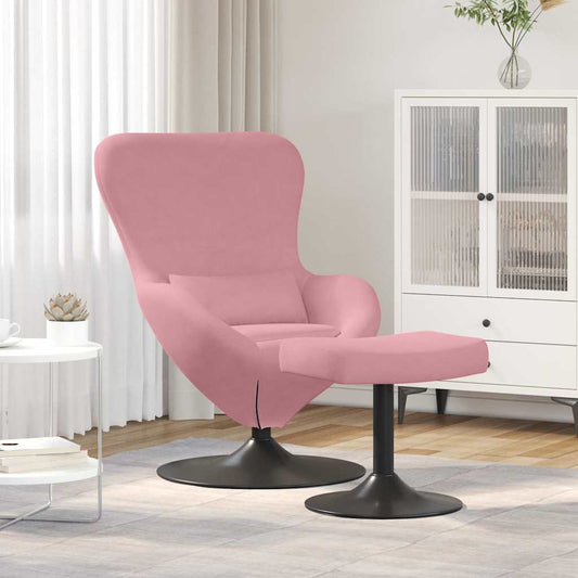 Egg Chair with Footstool Pink 63 x 73 x 90 cm Velvet