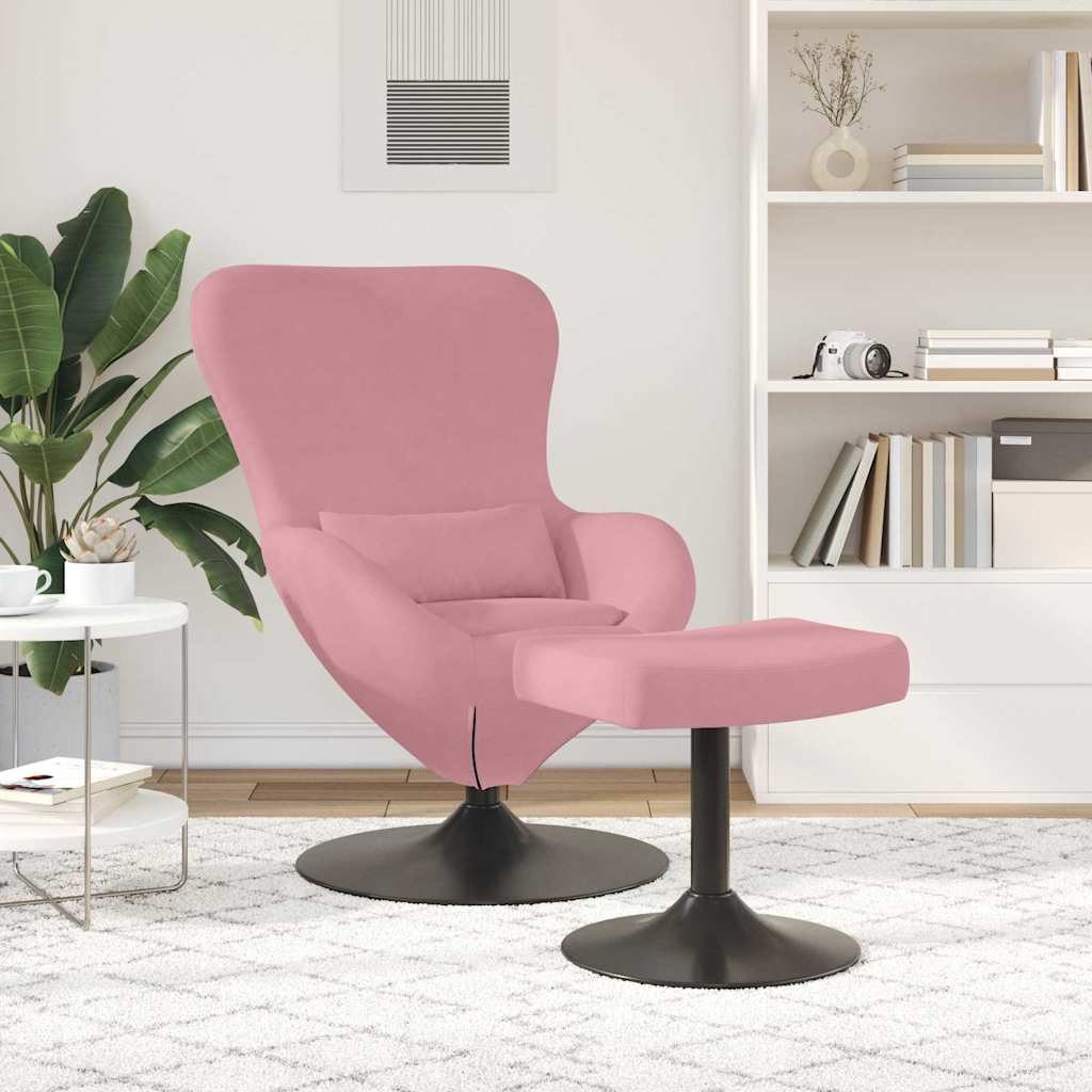 Egg Chair with Footstool Pink 63 x 73 x 90 cm Velvet