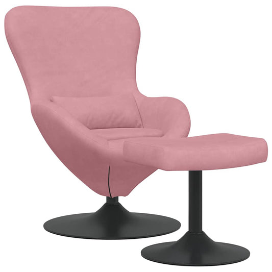 Egg Chair with Footstool Pink 63 x 73 x 90 cm Velvet