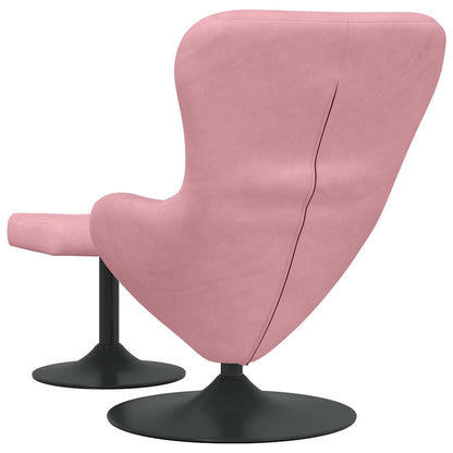 Egg Chair with Footstool Pink 63 x 73 x 90 cm Velvet