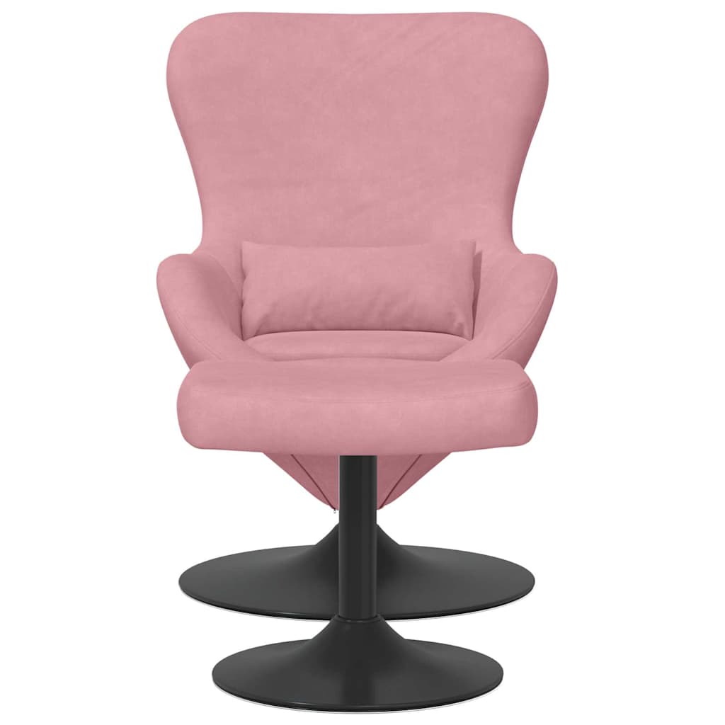 Egg Chair with Footstool Pink 63 x 73 x 90 cm Velvet