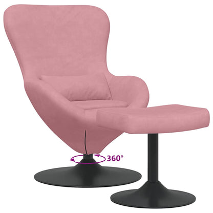 Egg Chair with Footstool Pink 63 x 73 x 90 cm Velvet