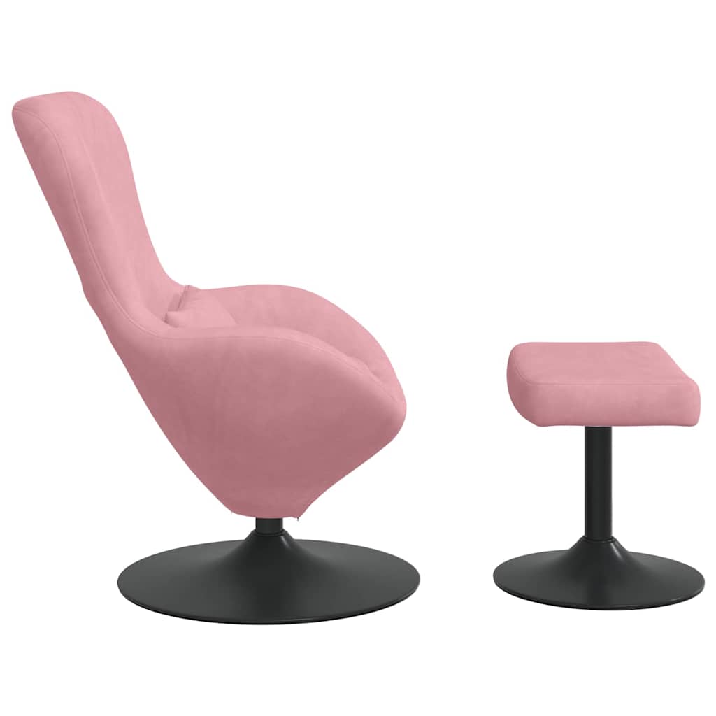 Egg Chair with Footstool Pink 63 x 73 x 90 cm Velvet