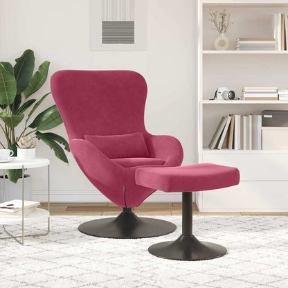 Egg Chair with Footstool Wine red 63 x 73 x 90 cm Velvet