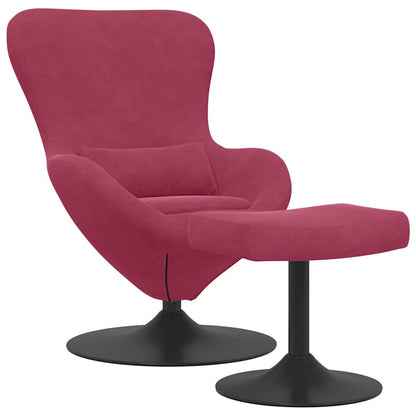Egg Chair with Footstool Wine red 63 x 73 x 90 cm Velvet