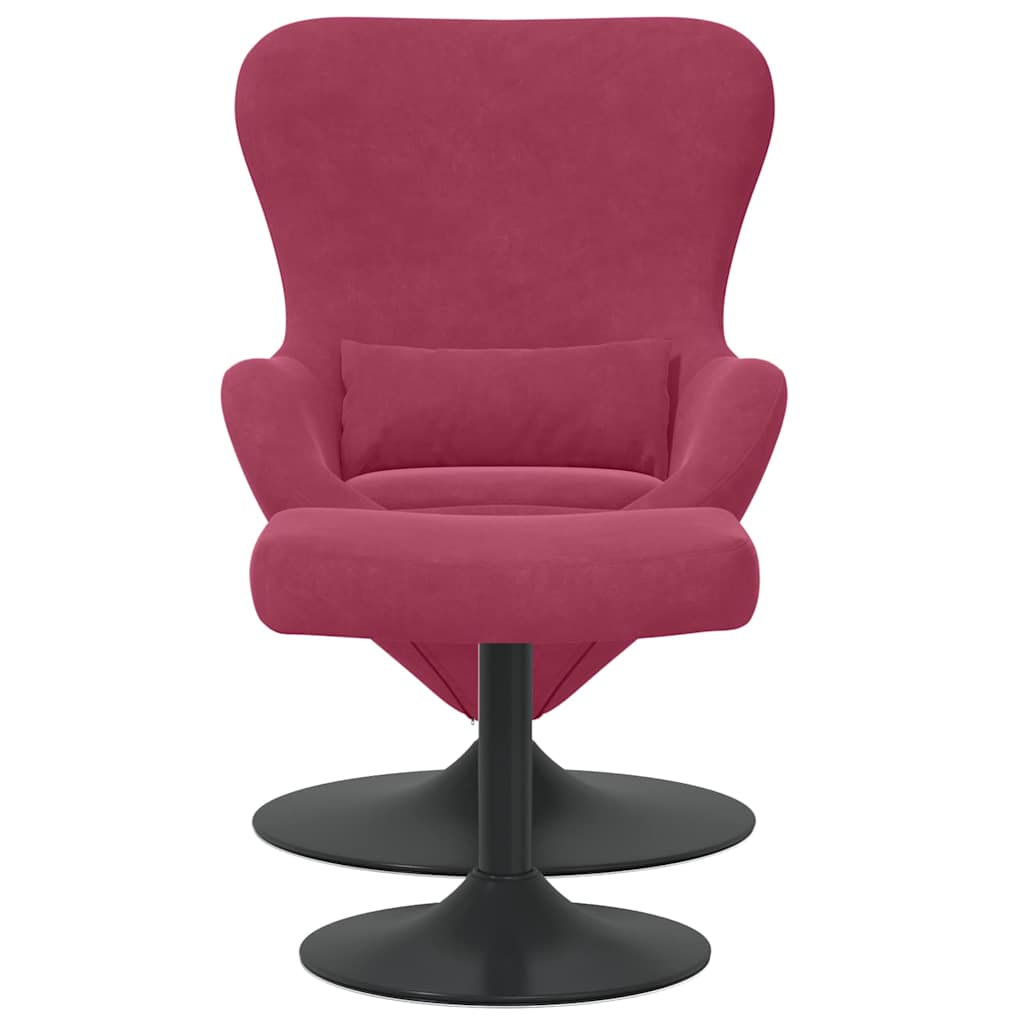 Egg Chair with Footstool Wine red 63 x 73 x 90 cm Velvet