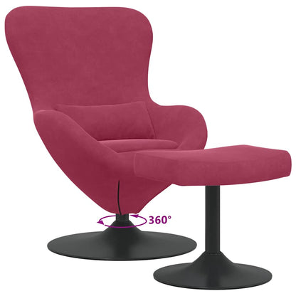 Egg Chair with Footstool Wine red 63 x 73 x 90 cm Velvet