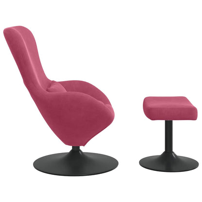 Egg Chair with Footstool Wine red 63 x 73 x 90 cm Velvet